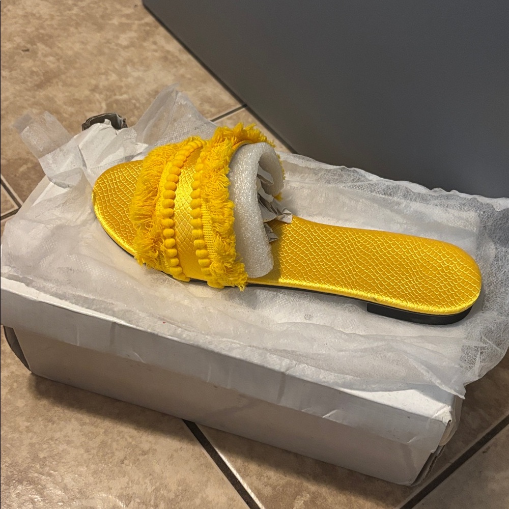 SHEIN Yellow Fringe Sandals